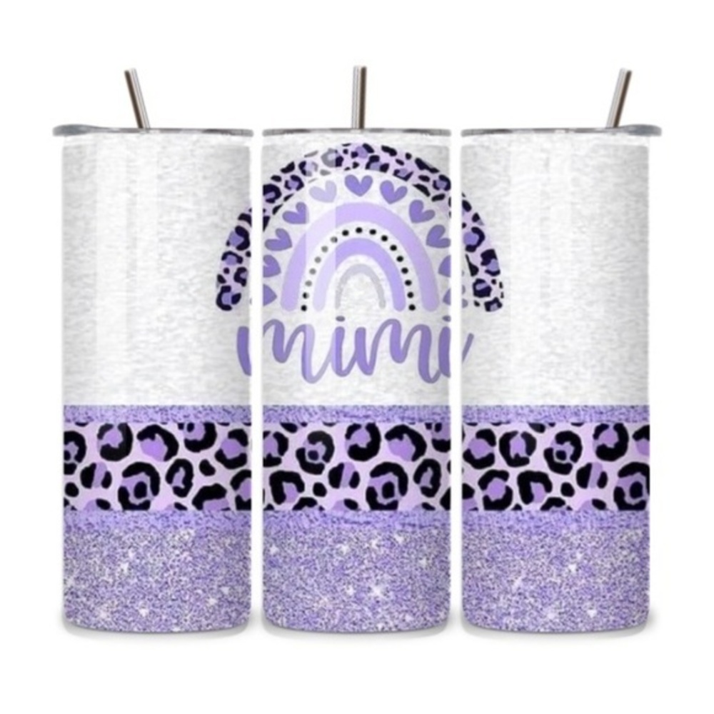 Mimi Purple Glitter 20oz Stainless Steel Tumbler